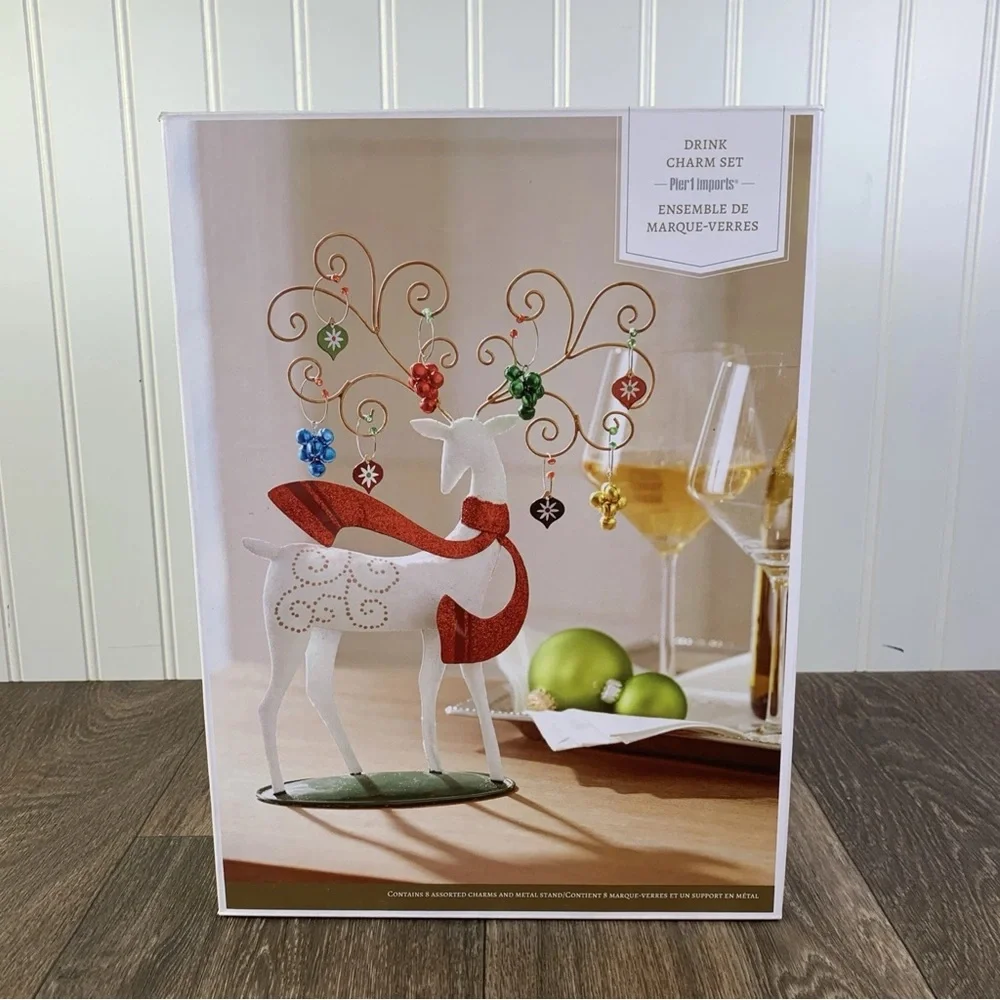 Pier 1 Imports Reindeer Drink Wine Charm Set